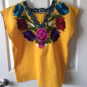 Embroidered Floral Yellow Top